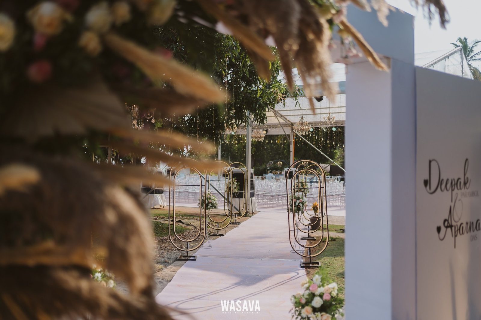 Detail: Suspended Greenery — stage & decor by Wasava Wedding Planners at Wasava Cliff House, Kannur, Kerala