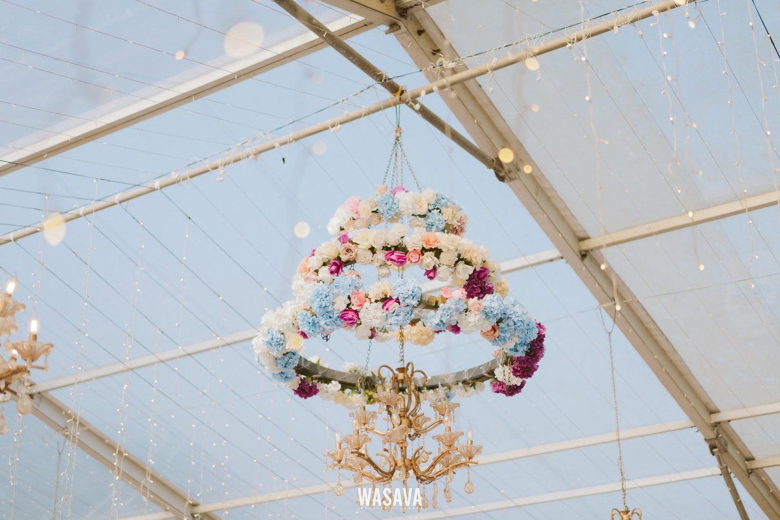 Floral Chandelier — banquet & reception by Wasava Wedding Planners at Wasava Cliff House, Kannur, Kerala
