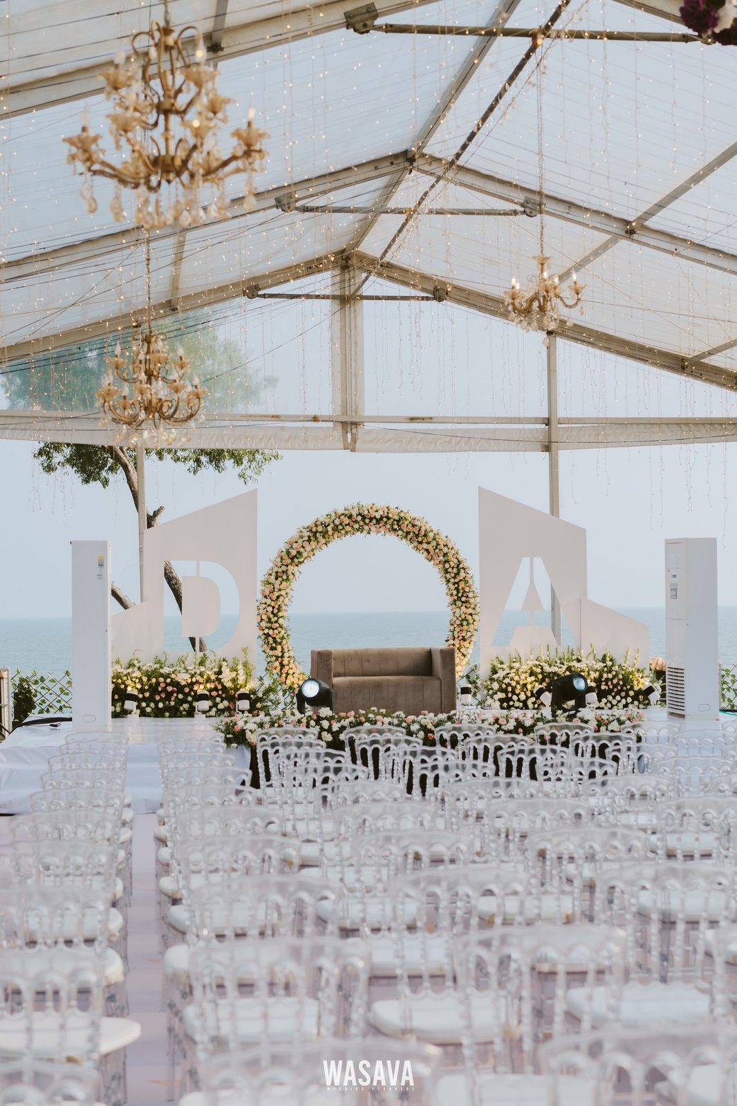 Aisle Toward the Arabian Sea — banquet & reception by Wasava Wedding Planners at Wasava Cliff House, Kannur, Kerala